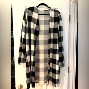 Long plaid light weight cardigan.